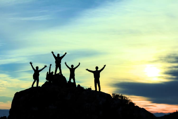 A group of people who have taken part in a hike at this team building activity in Belfast. 