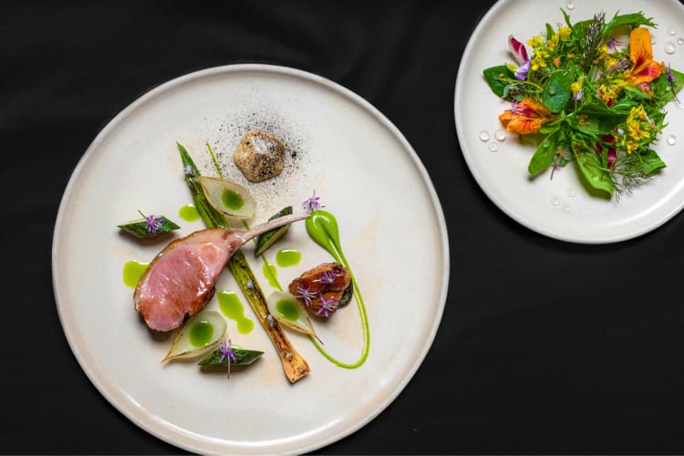 At this Michelin star restaurant in London you can order this West Country lamb with wild garlic and toasted yeast. 