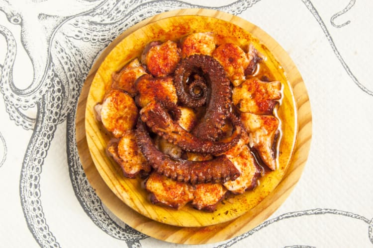 Spanish-style octopus with fried potatoes can be ordered at this Michelin star restaurant in London.