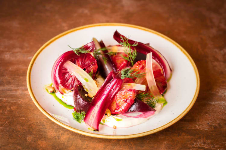 Order a delicious vegetable medley at this Michelin restaurant in London. 
