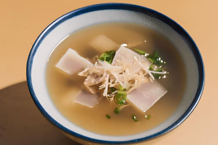 miso soup with bonita flakes 