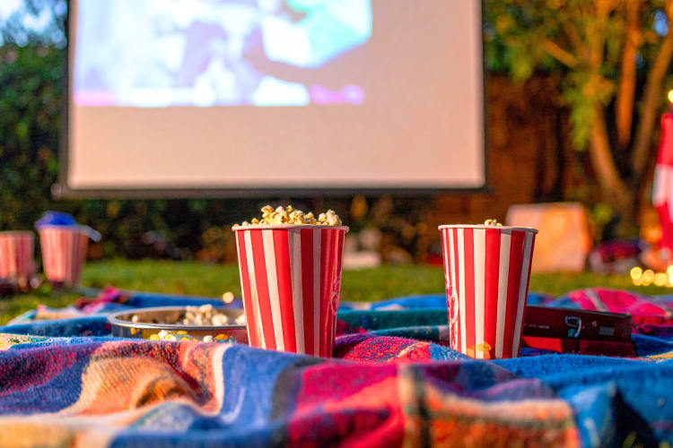 Hosting an outdoor movie is a popular backyard party idea