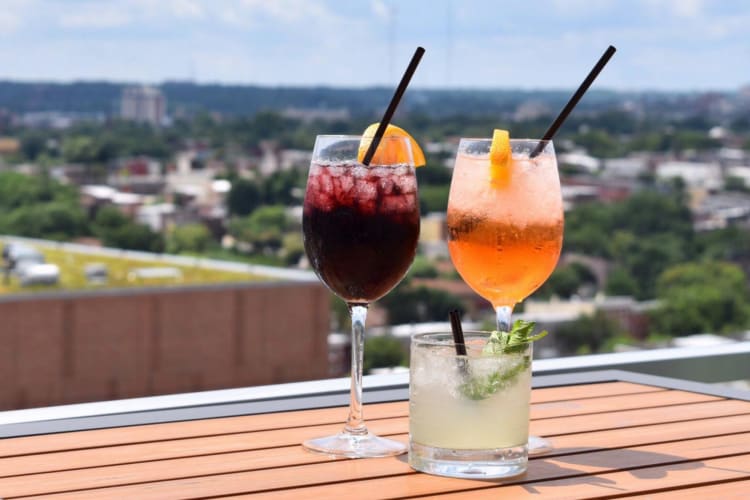 One of the fun date ideas in Baltimore is getting drinks at a rooftop bar