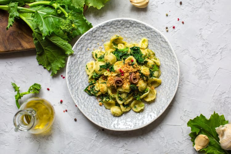 Orecchiette con cime di rapa is a famous Bari food