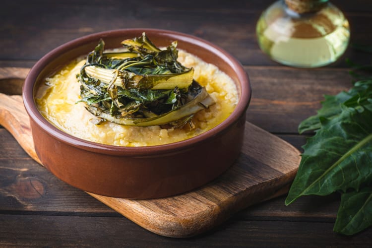 Fave e cicoria is a plant-based Bari food