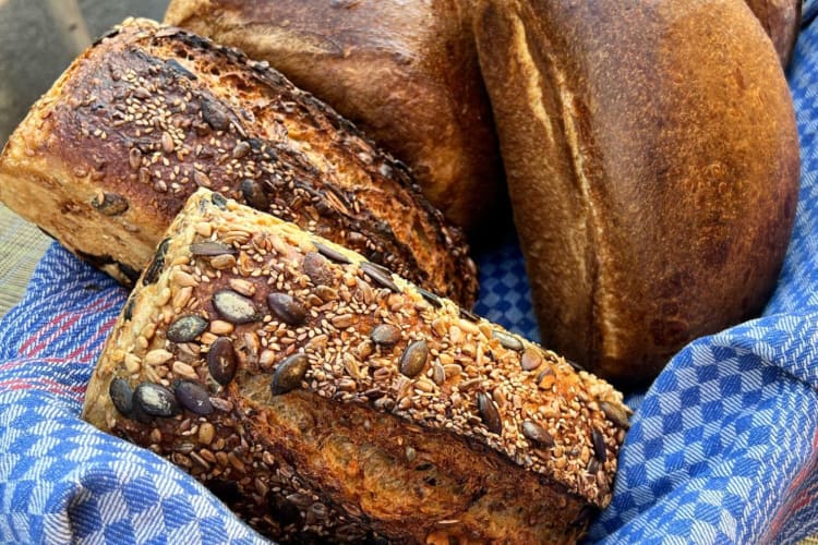 Loaves of bread in a basket