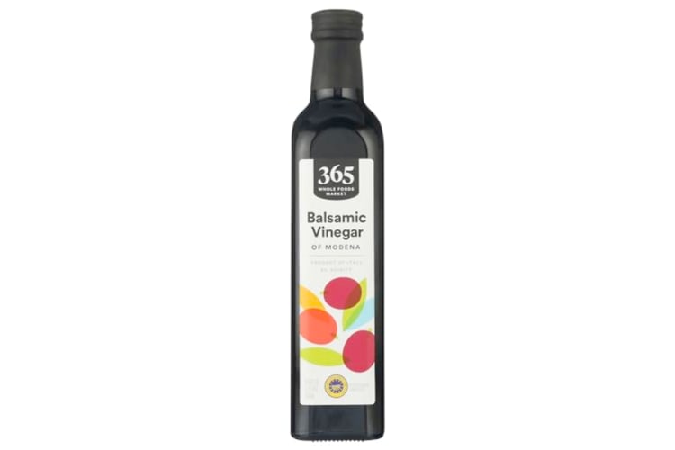 A bottle of 365 by Whole Foods balsamic vinegar