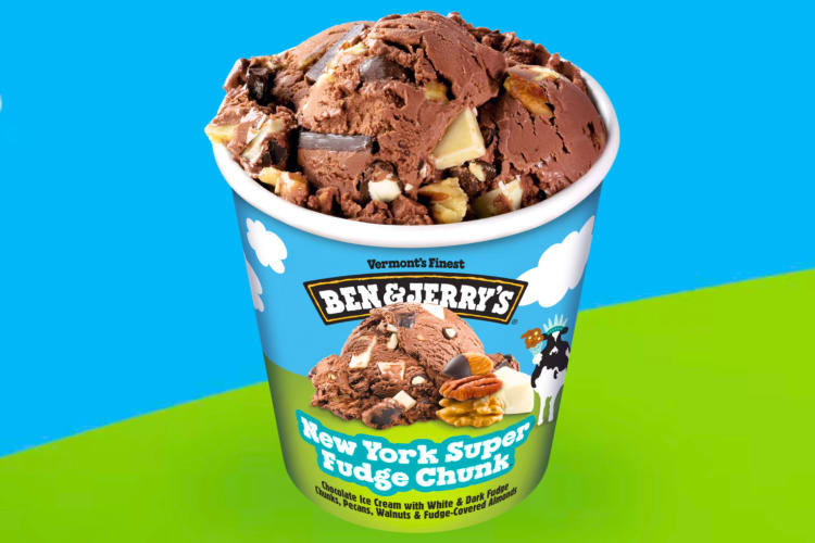 A pint of New York Super Fudge Chunk Ben and Jerry's ice cream
