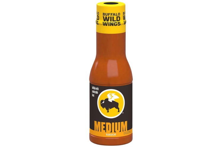 A bottle of Buffalo Wild Wings Medium Sauce