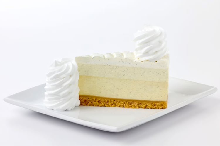 A slice of Vanilla Bean cheesecake