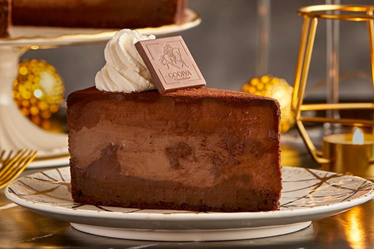 A slice of Godiva chocolate cheesecake
