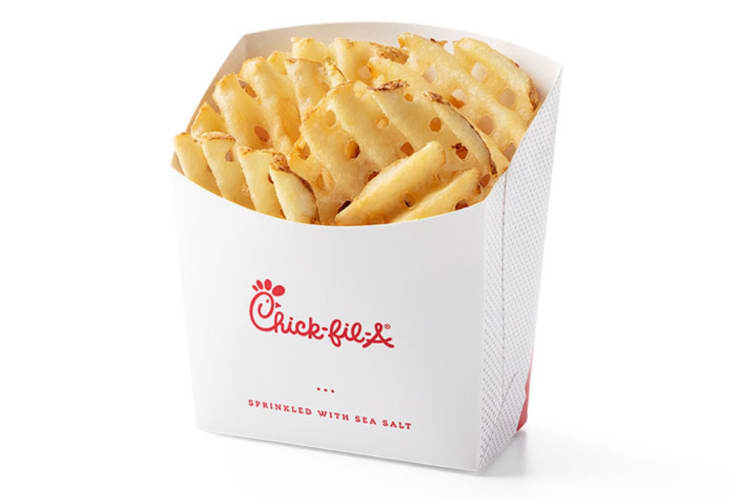 A container of Chick-fil-A waffle fries