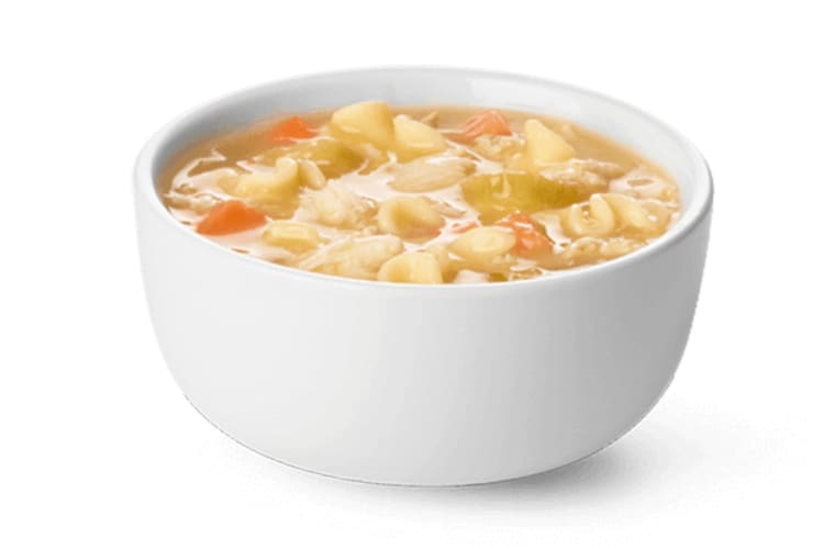 A bowl of chicken noodle soup from Chick-fil-A