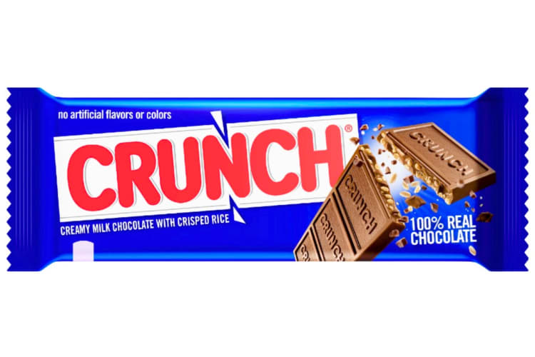 A blue Nestle Crunch candy bar package