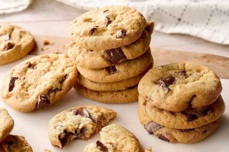 Stacks of chocolate chunk cookies
