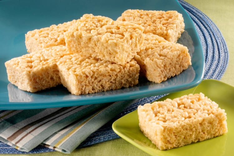 A plate of Rice Krispie treats 