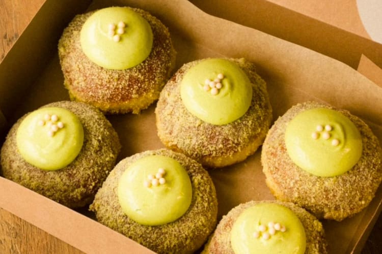Green donuts in a box
