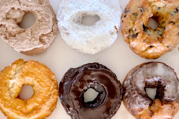 Six old-fashioned donuts
