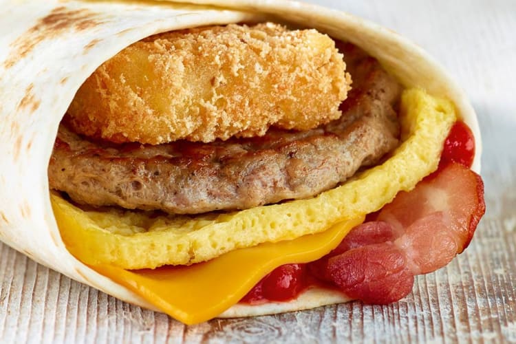 Wraps from McDonald's are a popular fast food breakfast choice.