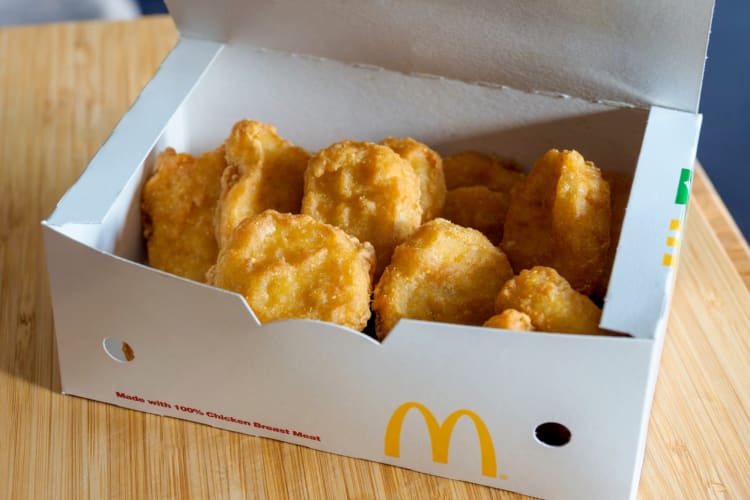 A box of McDonald's chicken nuggets