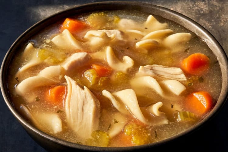 A bowl of chicken noodle soup from Panera