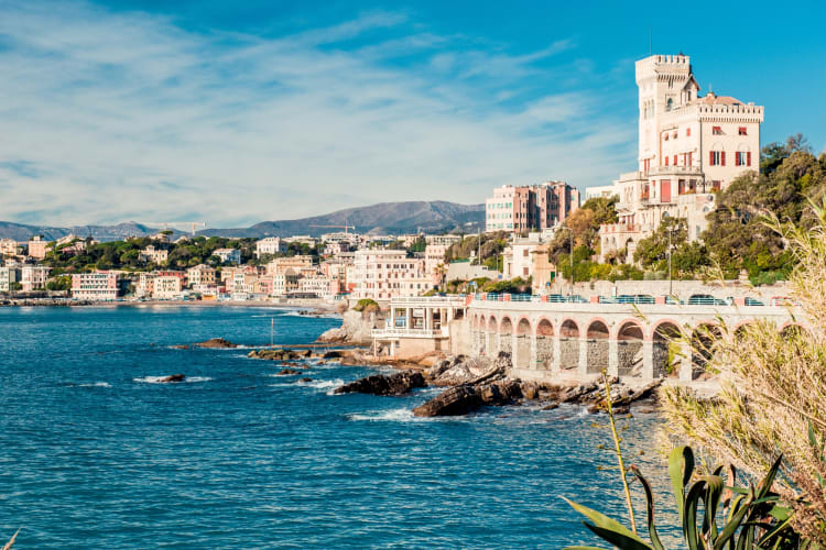 A coastal view of Genoa, Italy