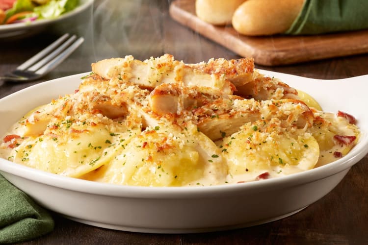 Many choose ravioli carbonara as the best food at Olive Garden