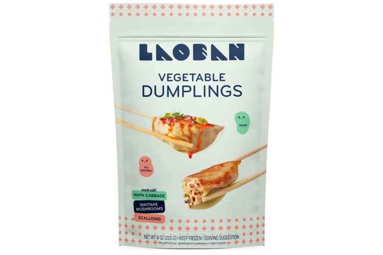 A light green packet of  Laoban Livin’ on the Vedge Dumplings 