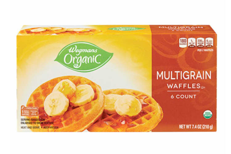 A box of Wegmans Organic Multi-Grain Waffles