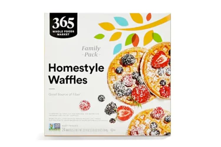 A box of 365 by Whole Foods frozen waffles