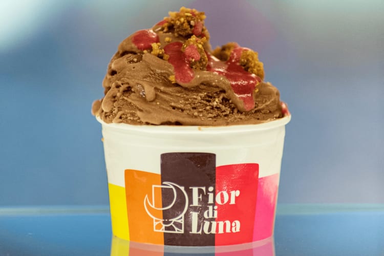 A cup of chocolate gelato