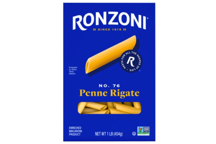 A blue box of Ronzoni gluten-free penne