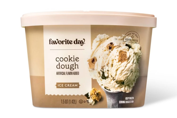 A tub of Target Favorite Day cookie dough ice cream