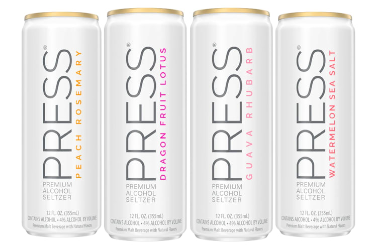 Cans of Press hard seltzer in four different flavors