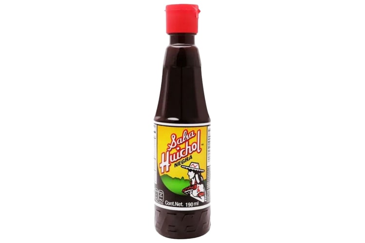 A bottle of Salsa Huichol Negra