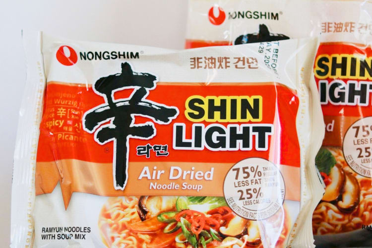 Packs of NongShim Light instant ramen noodles