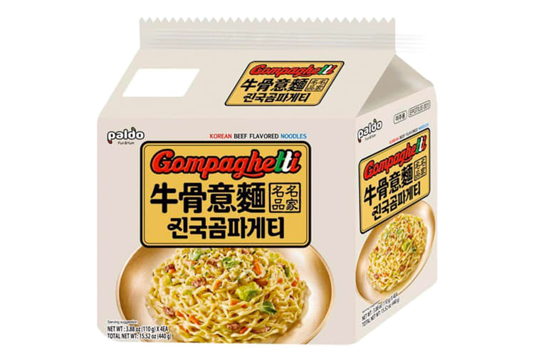 A packet of Paldo Gompaghetti instant ramen noodles