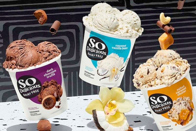 Three different flavors of So Delicious ice cream