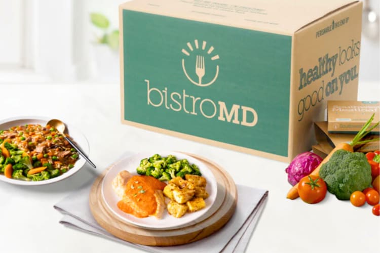A BistoMD box next to plated meals