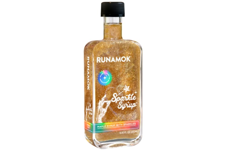 A bottle of sparkly maple syrup