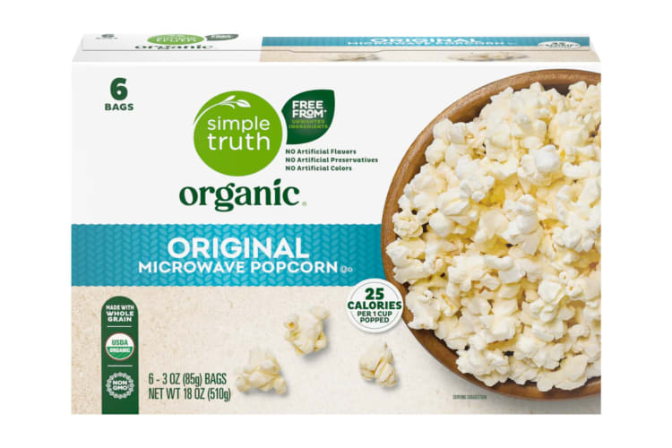 A box of Simple Truth microwave popcorn
