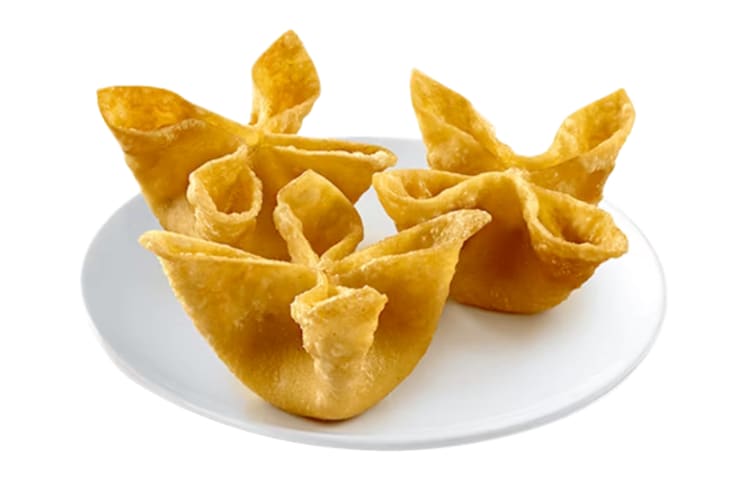 A plate of cream cheese rangoons
