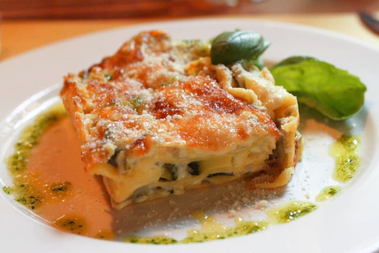 A slice of vegetable lasagna