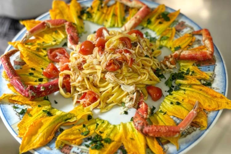 A fresh crab and pasta dish