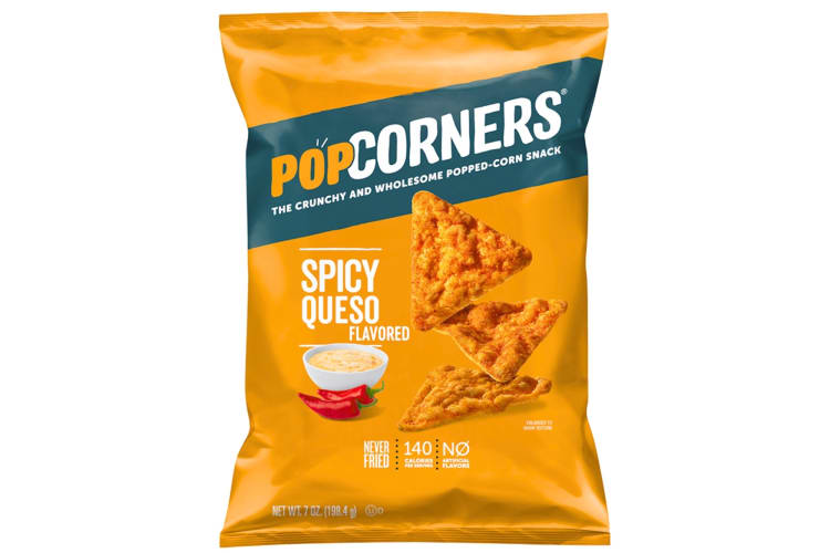 An orange bag of Spicy Queso flavored PopCorners