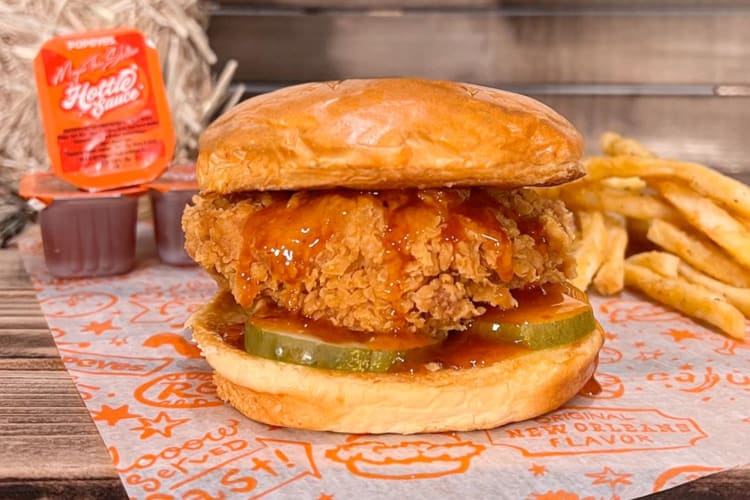 A spicy chicken sandwich from Popeyes