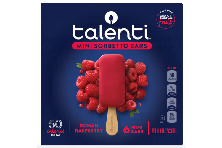 A box of Roman Raspberry flavor Talenti popsicles