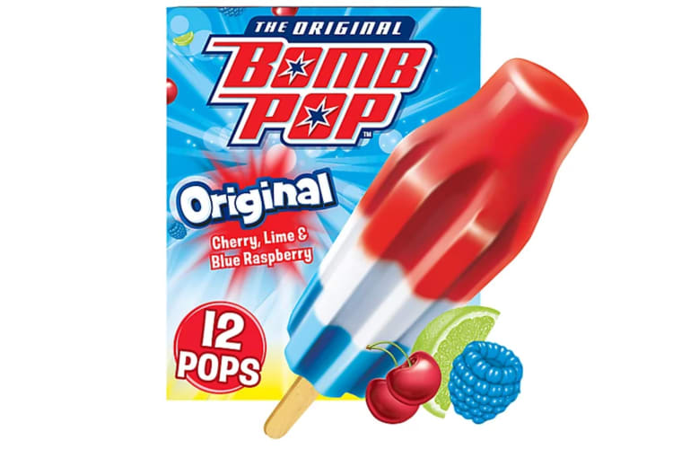 A box of red, white and blue bomb pops