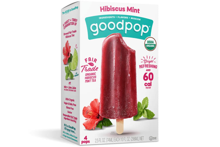 A box of hibiscus and mint popsicles