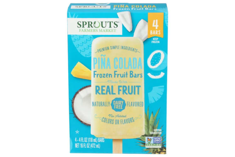 A blue box of piña colada popsicles